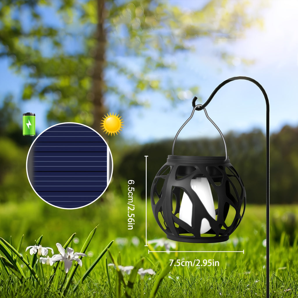 Lot de 6 petites lanternes solaires boules noires à effet flamme