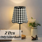 Lot de 2 abat-jours pied-de-poule festonnés noir et blanc, Ø 18,2 cm