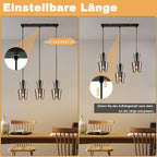 Suspension 3 tulipes en verre gris fumé, câbles jusqu'à 150 cm