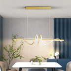 Suspension LED en vague de silicone sur barre de 100 cm, or ou noir