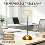Lampe de bureau LED sans fil, abat-jour acrylique taillé et pied doré