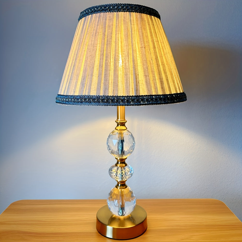 Abat-jour conique en lin naturel plissé pour lampe de table, Ø 30 cm
