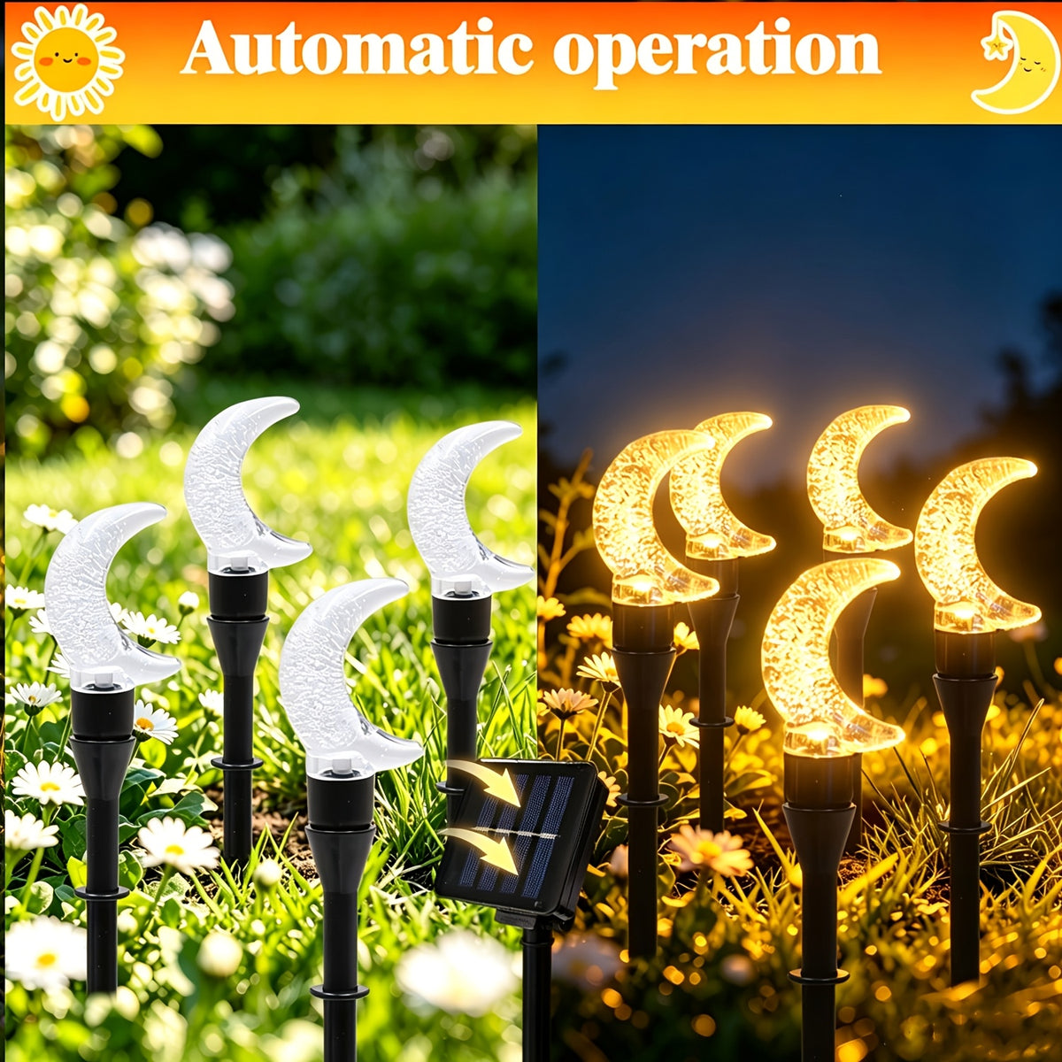 Guirlande solaire croissants de lune à bulles, 20 LED sur 5 m, IP44