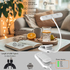 Lampe de lecture à pince barre 25 LED, minuterie, noire ou blanche