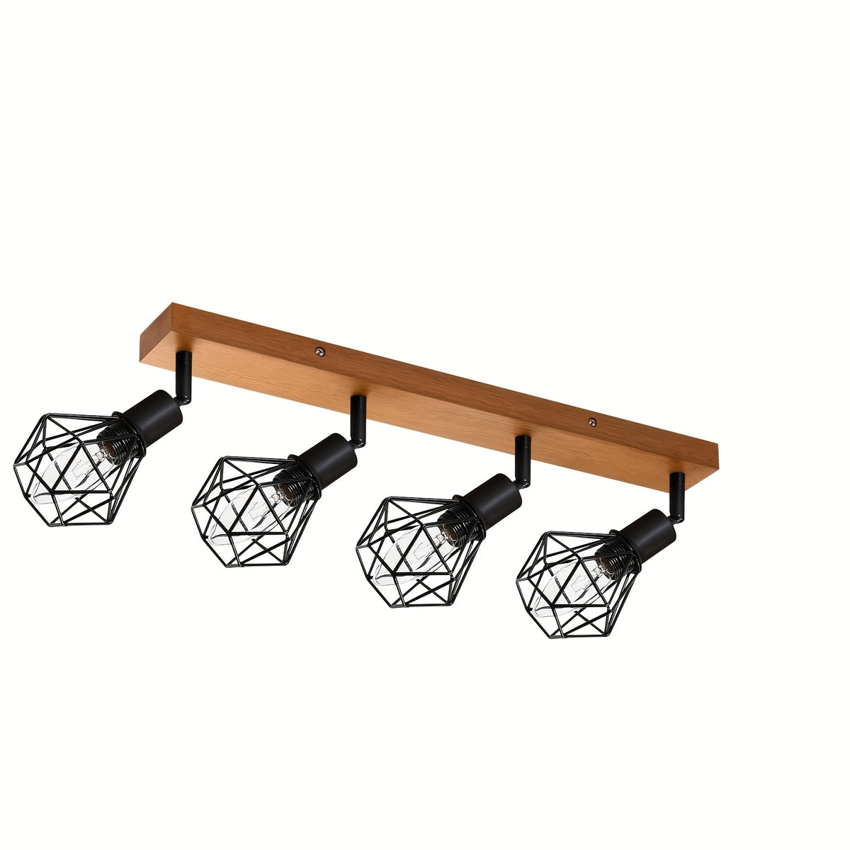 Cages noires à facettes et socle effet bois