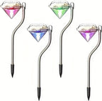 Lampe solaire diamant sur tige courbée, lot de 4 pour allée