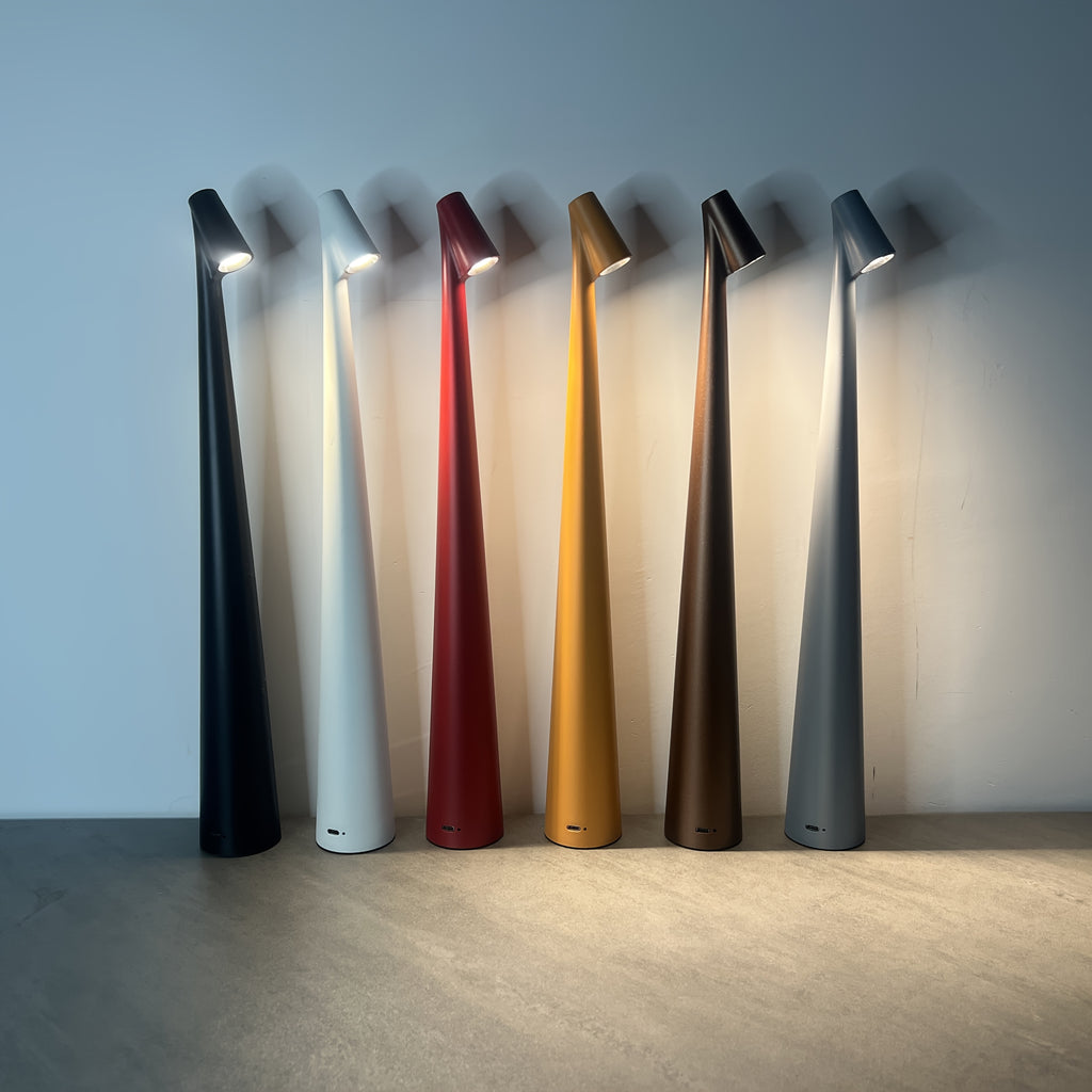 Lampe de table sans fil conique en métal, 45 ou 33,5 cm, 5 coloris