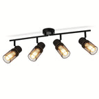 Plafonnier 3 spots en maille noire orientables, rampe de 48 cm, E27