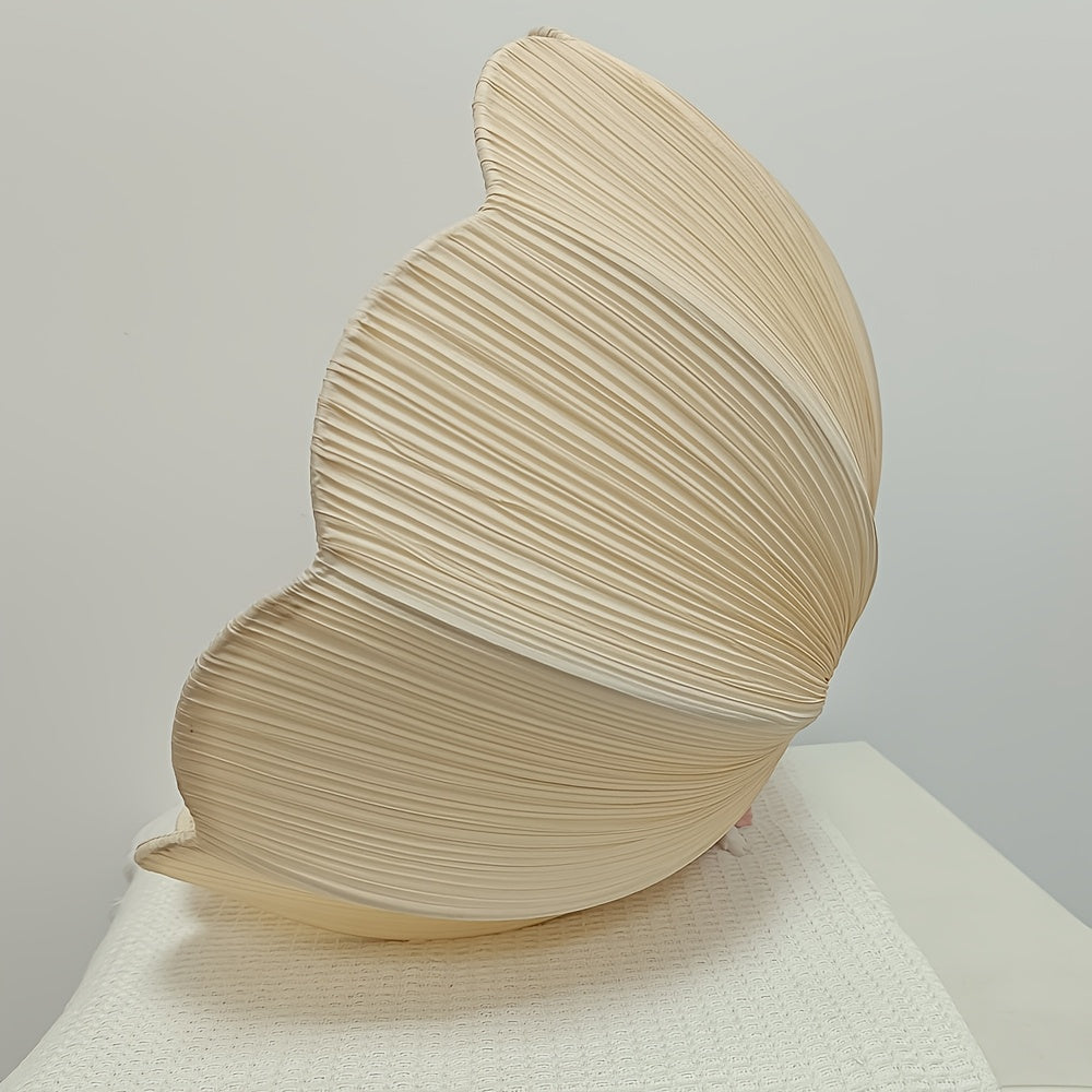 Abat-jour dôme en tissu plissé crème à bord festonné, Ø 39 cm