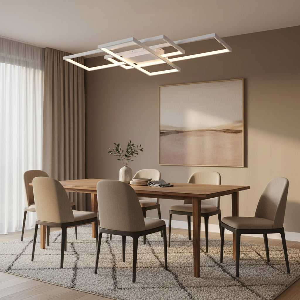 Plafonnier LED blanc à cadres superposés et croisés, 84 W