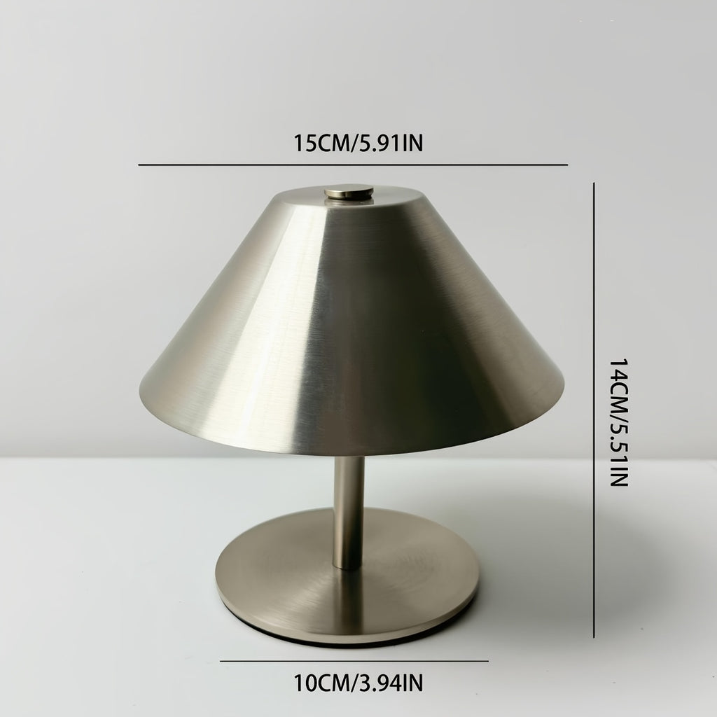 Lampe de table sans fil dorée en métal, rechargeable USB et tactile