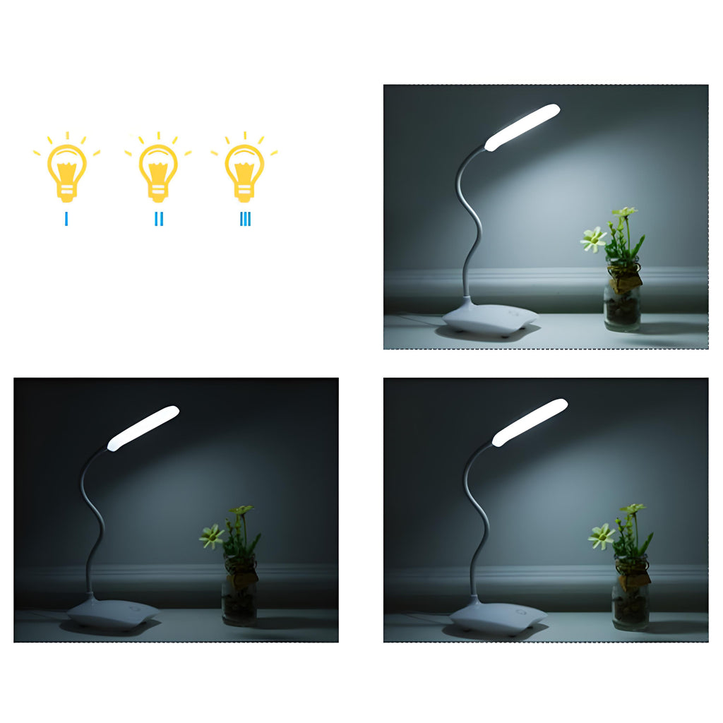 Lampe de bureau LED tactile à col flexible blanc, 14 LED à 5000 K