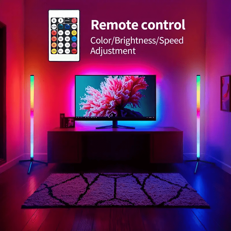 Lampadaire trépied LED RVB avec télécommande, colonne de 110 cm