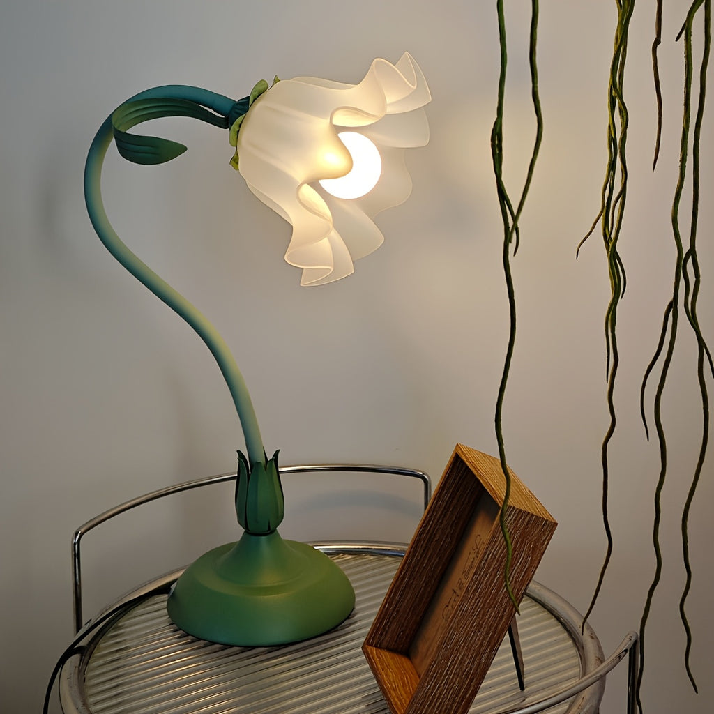 Lampe de bureau fleur à col flexible, tulipe en acrylique, 50 cm