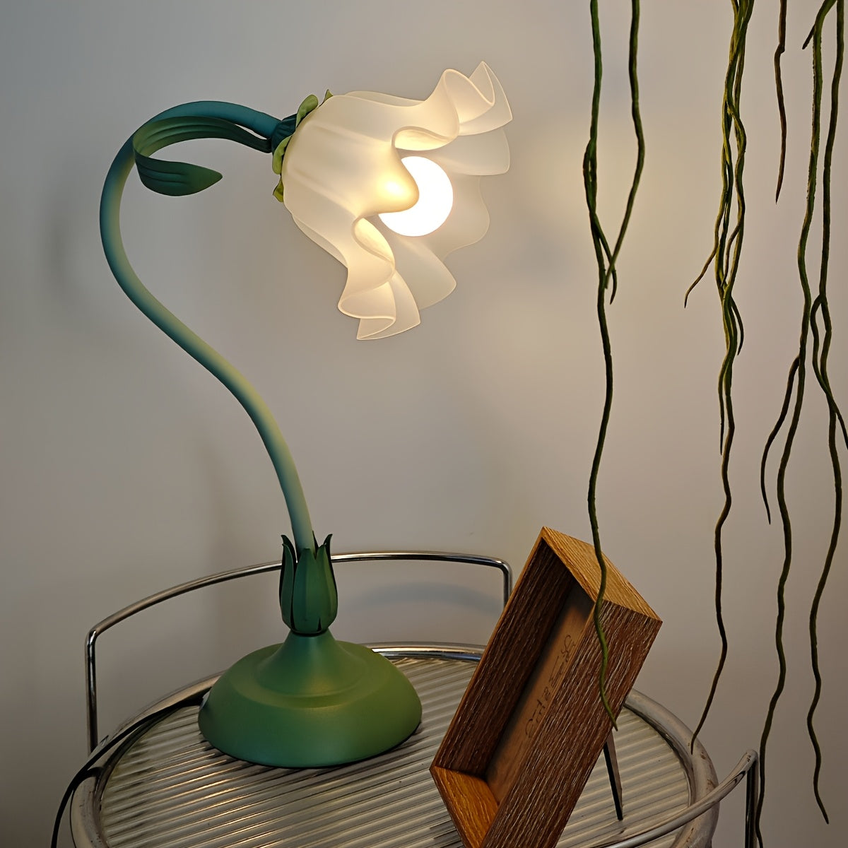 Lampe de bureau fleur à col flexible, tulipe en acrylique, 50 cm