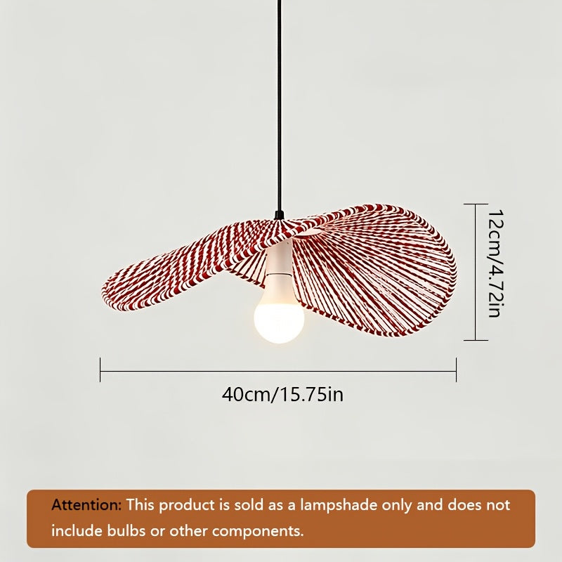 Abat-jour chapeau ondulé en cordelette rouge et blanche, Ø 40 cm