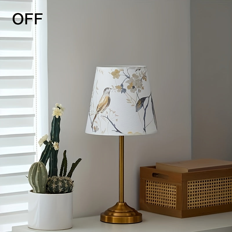 Lot de 2 petits abat-jour en tissu imprimé oiseaux et fleurs
