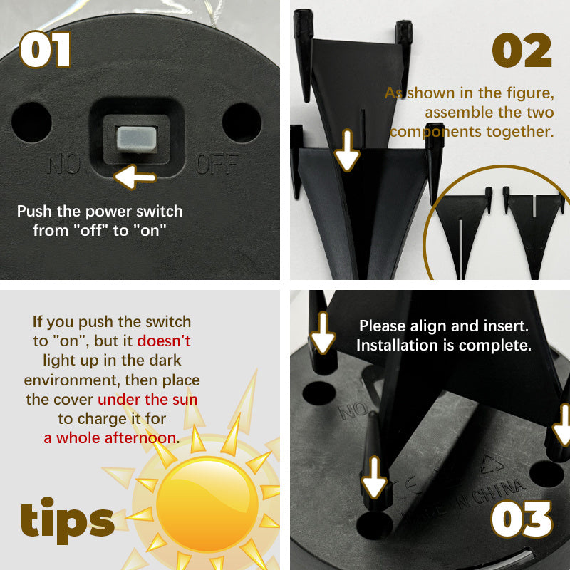 Lampe solaire rocher de cristal à micro-LED, lot de 4 pièces