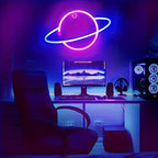 Néon LED planète bicolore à piles ou USB, 30 x 17 cm, 3 coloris