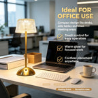 Lampe de bureau LED sans fil, abat-jour acrylique taillé et pied doré