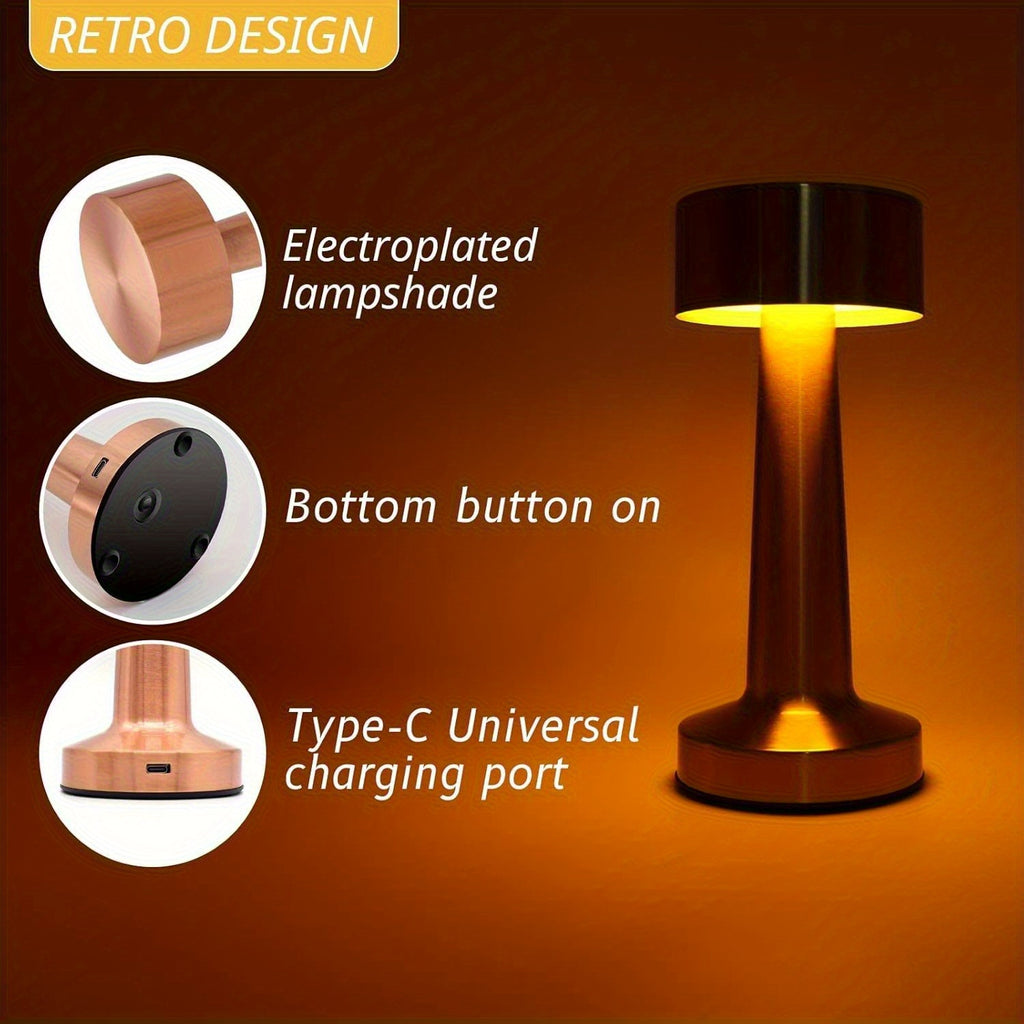 Lampe de table sans fil bistrot en métal, lot de 2 ou de 4