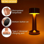 Lampe de table sans fil bistrot en métal, lot de 2 ou de 4