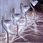 Lampe solaire diamant sur tige courbée, lot de 4 pour allée
