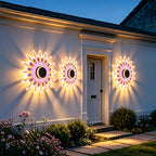 Lot de 2 lampes solaires à projection florale, table, mur ou piquet