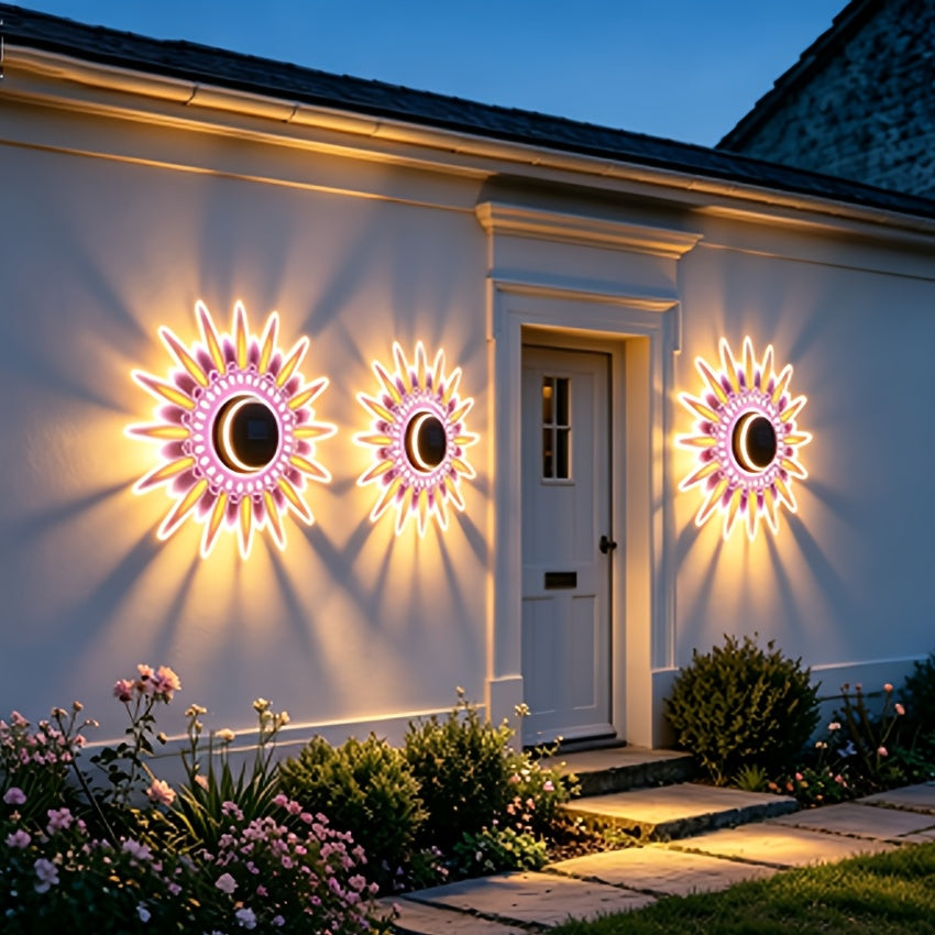 Lot de 2 lampes solaires à projection florale, table, mur ou piquet