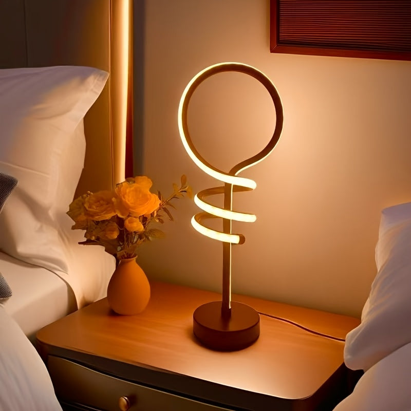 Lampe de bureau LED en tube lumineux, boucle et spirale noire, 46 cm