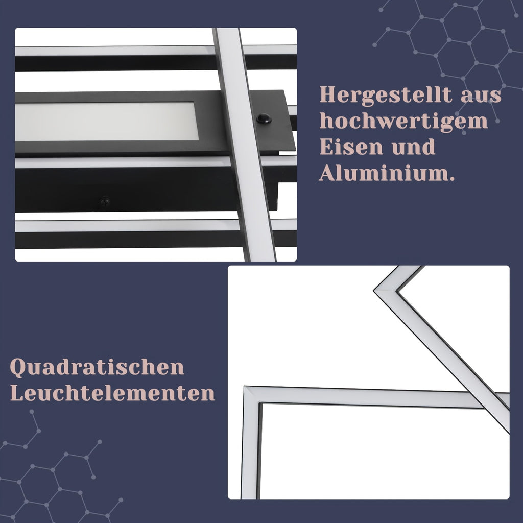 Plafonnier LED rectangles entrecroisés, jusqu'à 100 cm, télécommande