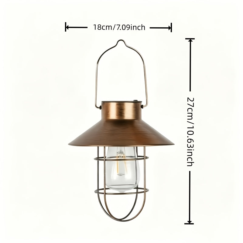 Lot de 2 lanternes solaires tempête à chapeau et ampoule filament