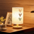 Lampe de chevet à abat-jour en tissu imprimé de trois cœurs