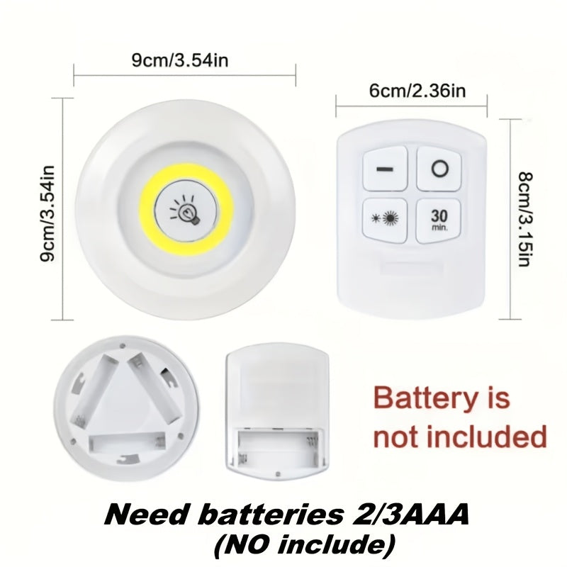 Lot de 6 spots LED sans fil à piles avec télécommande et minuterie