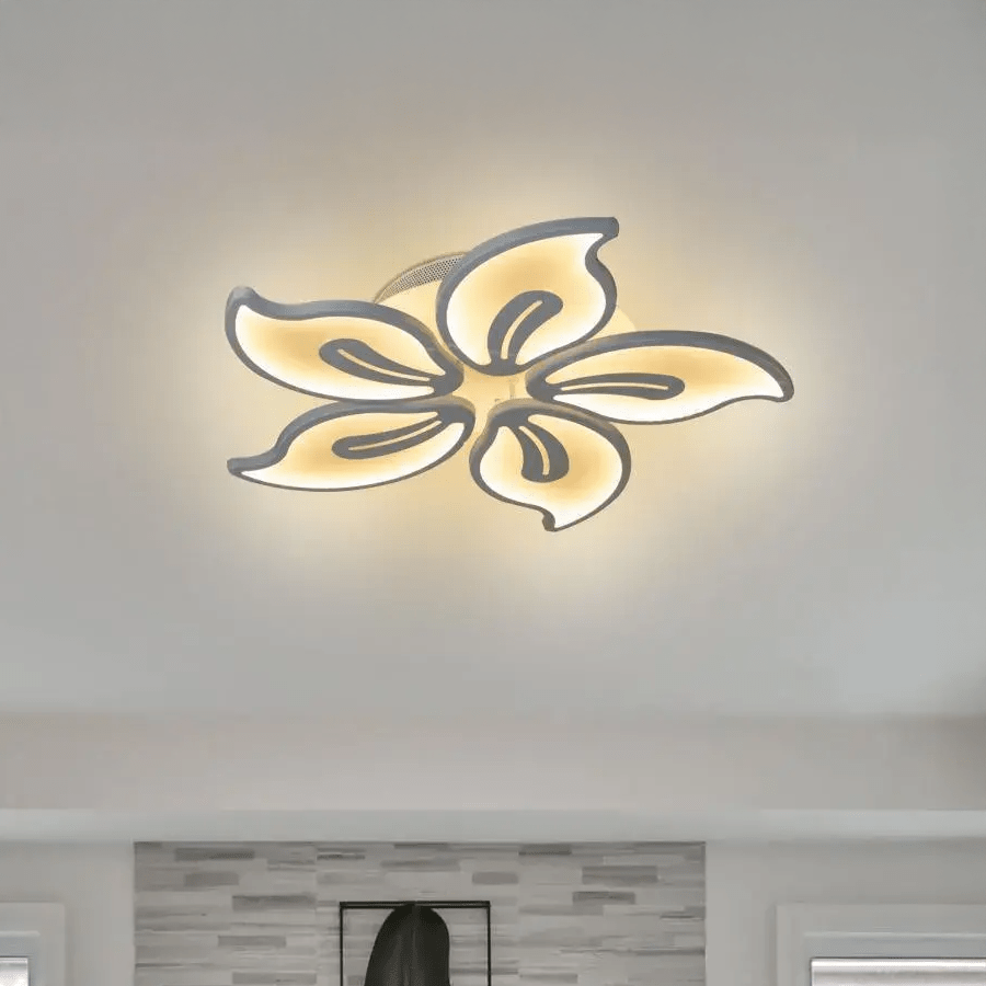 Plafonnier LED fleur blanche Ø 49 cm, 73 W, variateur à télécommande