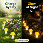 Guirlande solaire de champignons jaunes lumineux, 10 ou 20 LED