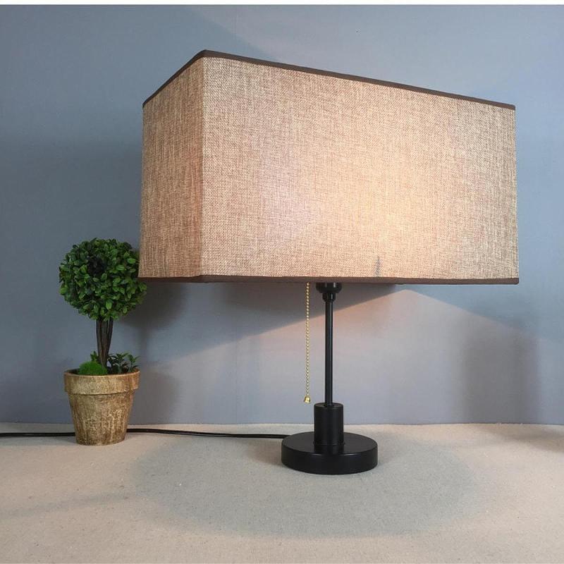 Grand abat-jour rectangulaire en lin beige, 42 x 23 x H 23 cm