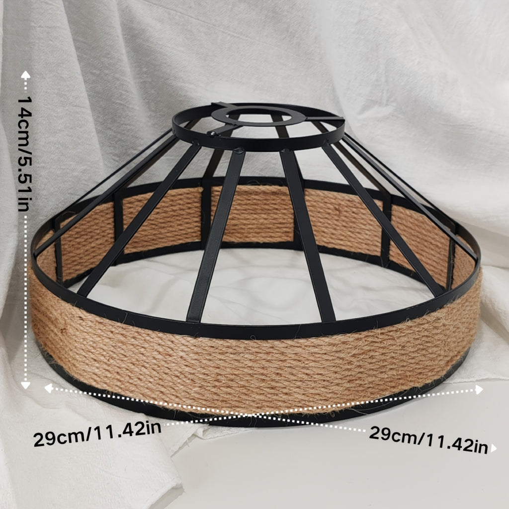 Abat-jour cage en métal noir et corde de jute naturelle, Ø 29 cm