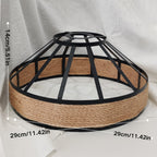 Abat-jour cage en métal noir et corde de jute naturelle, Ø 29 cm