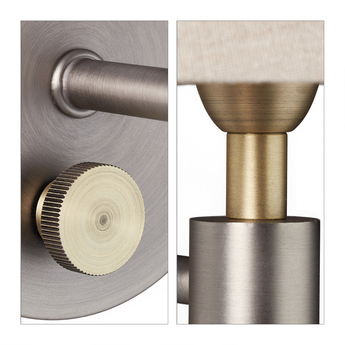 Applique murale à variateur rotatif, abat-jour beige en tissu E14