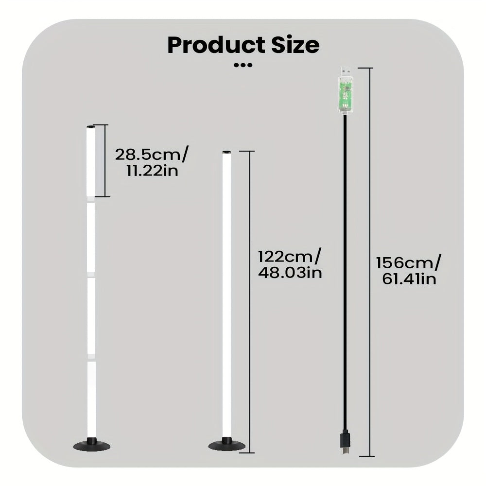 Lampadaire d'angle LED RGBIC avec application et télécommande, 122 cm