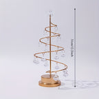 Lampe sapin de Noël spirale dorée à pampilles et étoile LED, 31 cm