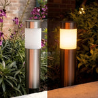 Lampe solaire de jardin en tube finition acier, lot de 4 IP44