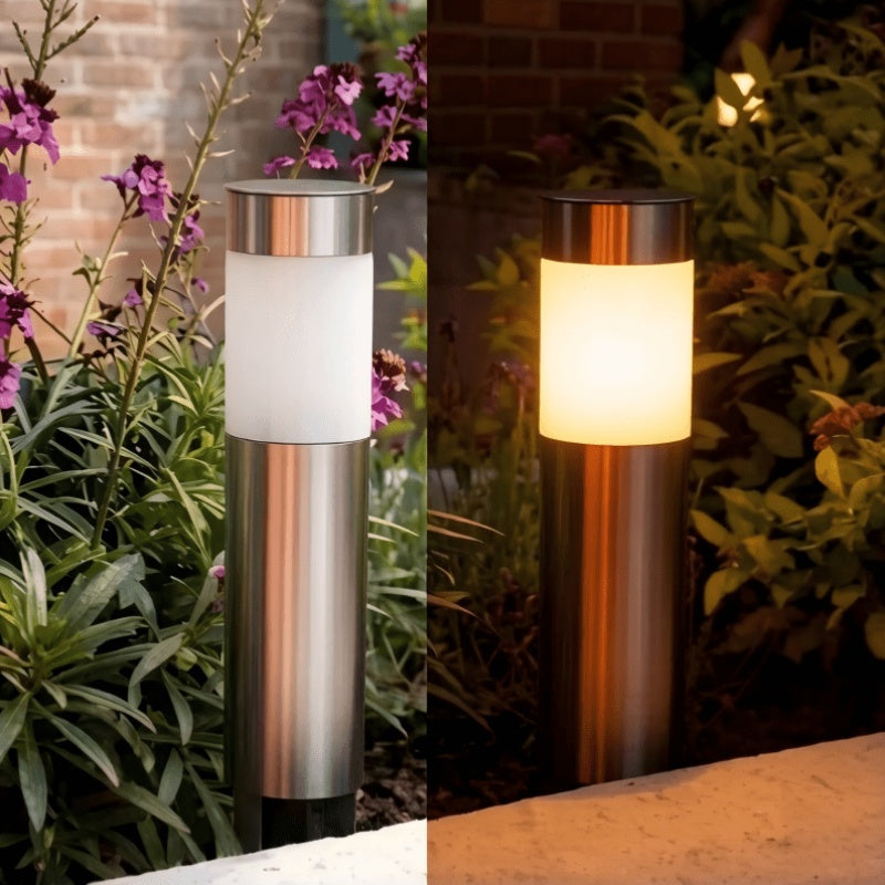 Lampe solaire de jardin en tube finition acier, lot de 4 IP44
