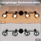 Plafonnier spots orientables 2, 3 ou 4 globes en verre fumé, E14