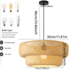 Suspension en bambou tressé à double étage, Ø 30 cm, culot E27