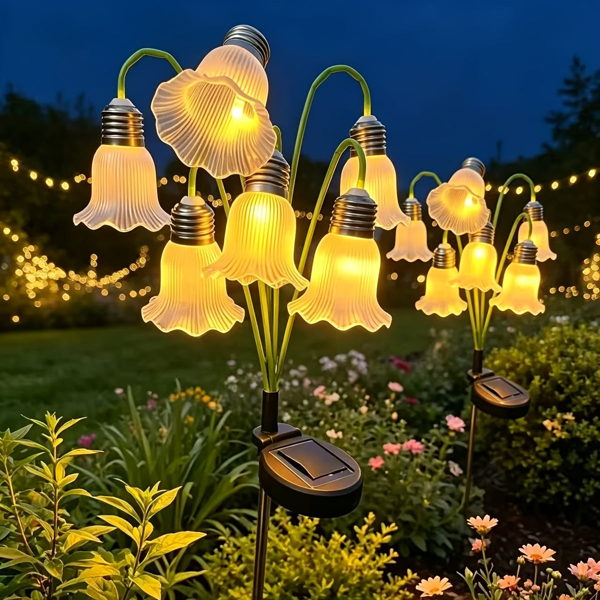 Lampe solaire fleur à clochettes sur piquet de 65 cm, IP44