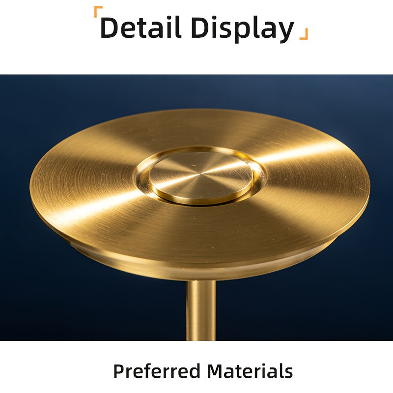 Lampe de table LED sans fil à tête disque et tige moletée, 3 coloris