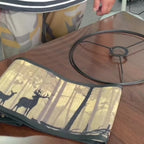 Abat-jour tambour en bambou imprimé forêt et cerfs, Ø 30,5 cm
