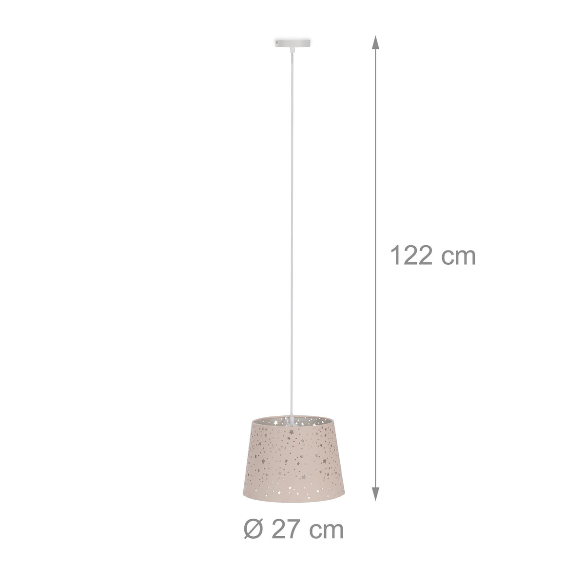 Suspension chambre d'enfant en tissu rose ajouré d'étoiles, Ø 27 cm